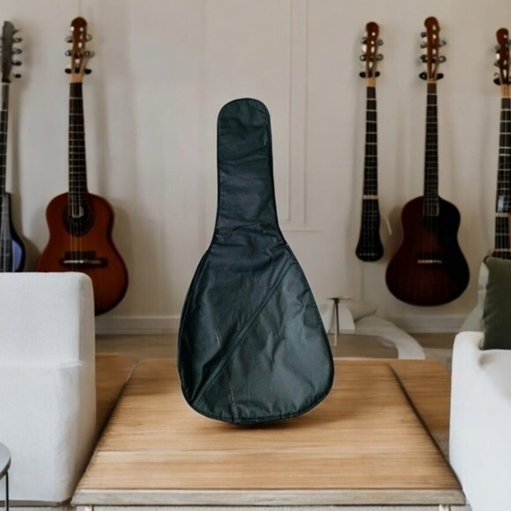 Black Padded Acoustic Guitar Bag Case 36x18 Storage Travel Soft Cover Good Plus
